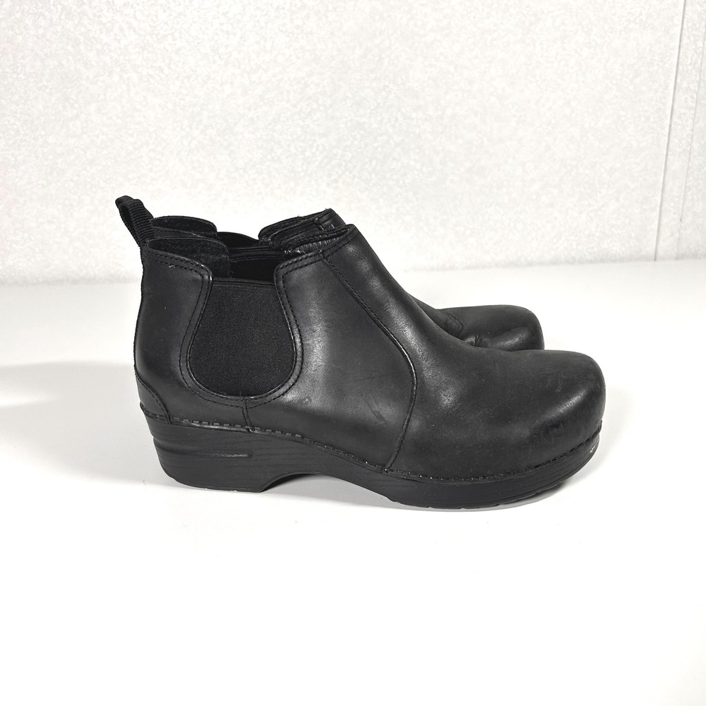 Dansko Women's Frankie black leather Chelsea‎ Boots comfortable EU 41